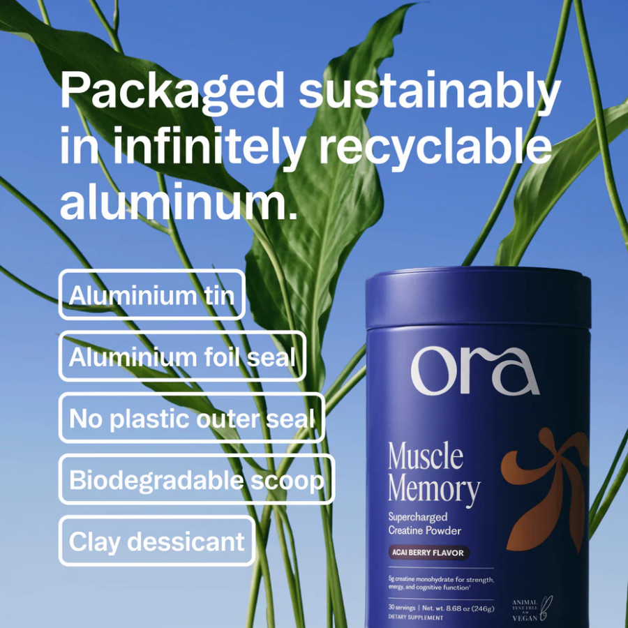 Ora Organic Muscle Memory – Supercharged Creatine Powder, Acai Berry 30 Srv