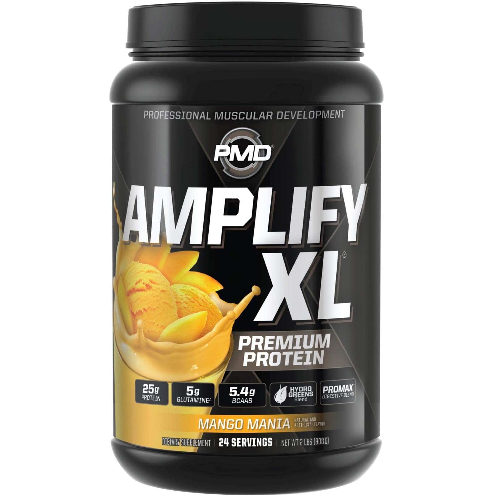 Amplify XL Mango Mania Protein Powder 2lb Muscle Recovery BCAAs Digestive Enz…