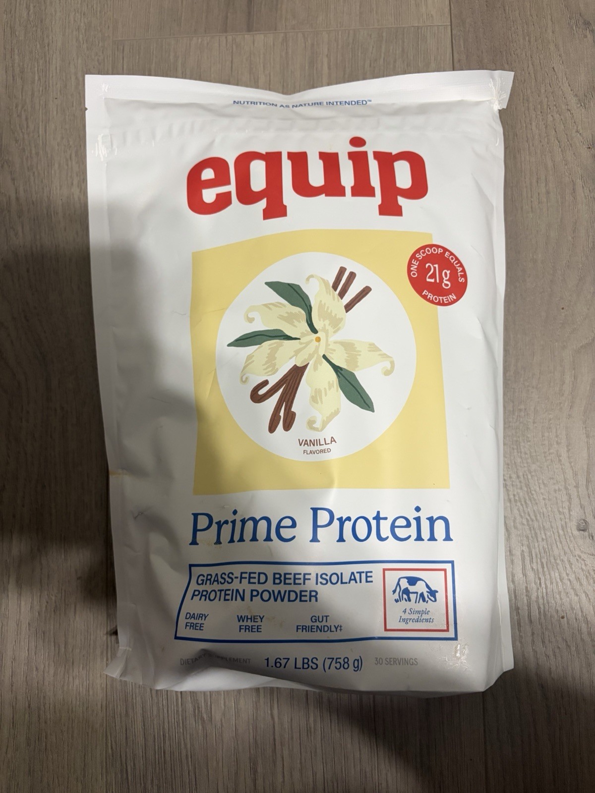 Equip Foods Prime Vanilla Protein Powder Clean, Grass Fed Beef Protein Powder