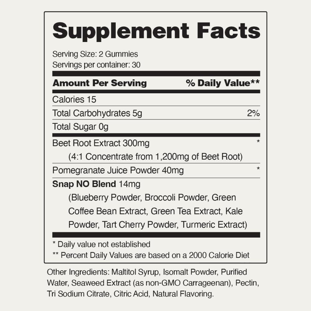 Natural Energy Organic Gummy Beet Root Cherry Chews Nitric Oxide Superfood 60ct