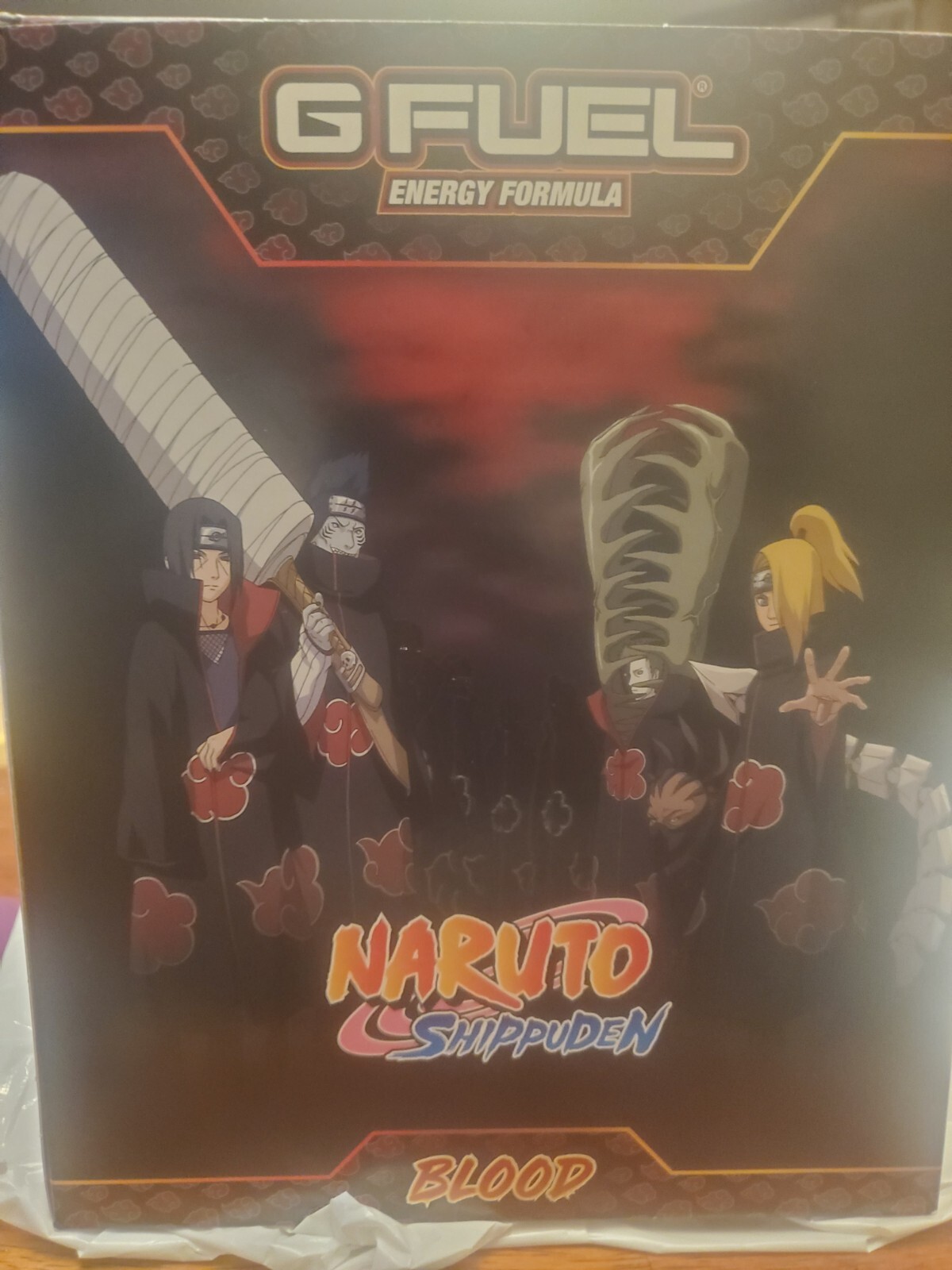 G Fuel Naruto Akatsuki Blood Collector’s Box Tub 24oz Tall Shaker Cup + Sticker