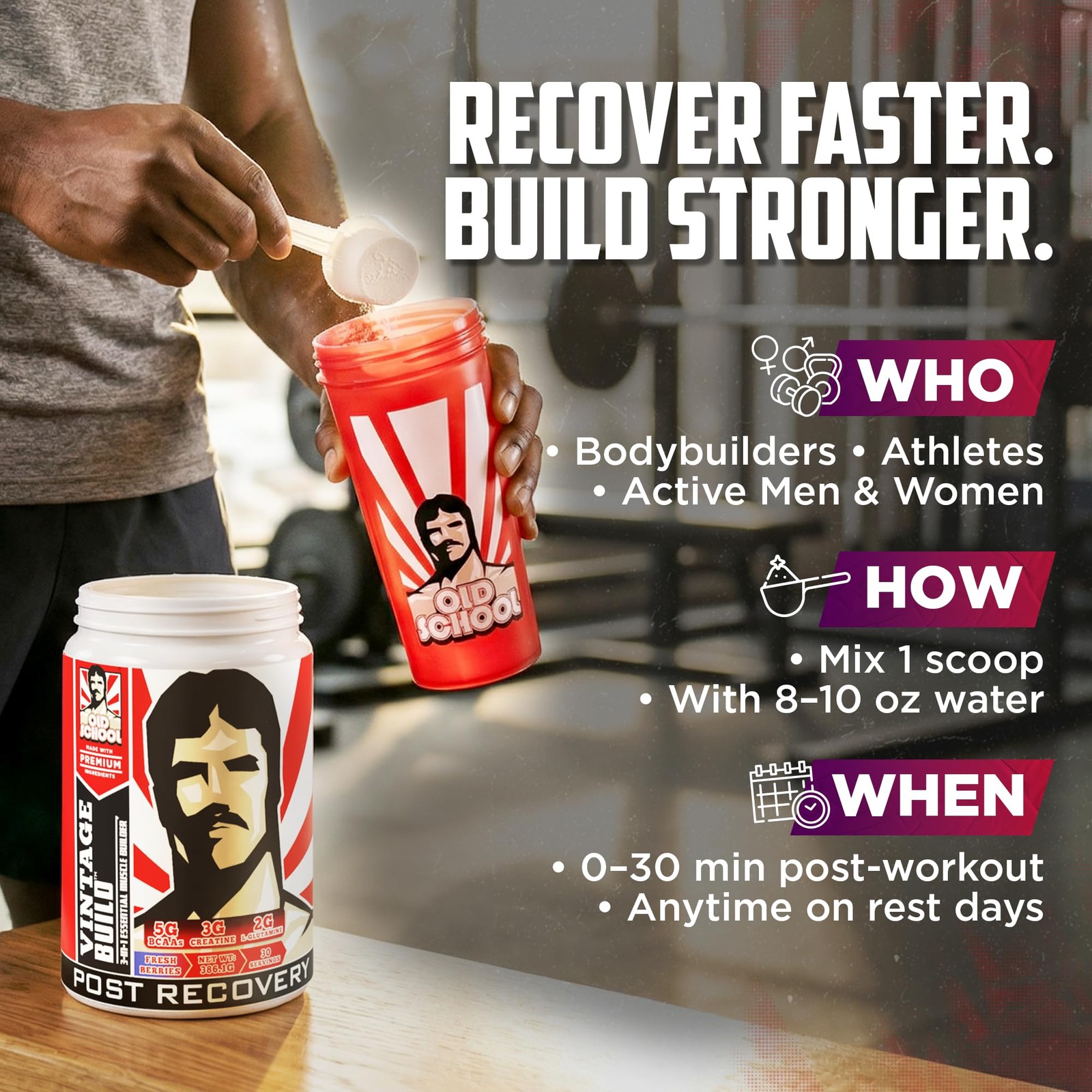 Post-Workout Recovery Powder 30 Servings BCAAs, 3g Creatine – Supports Muscle