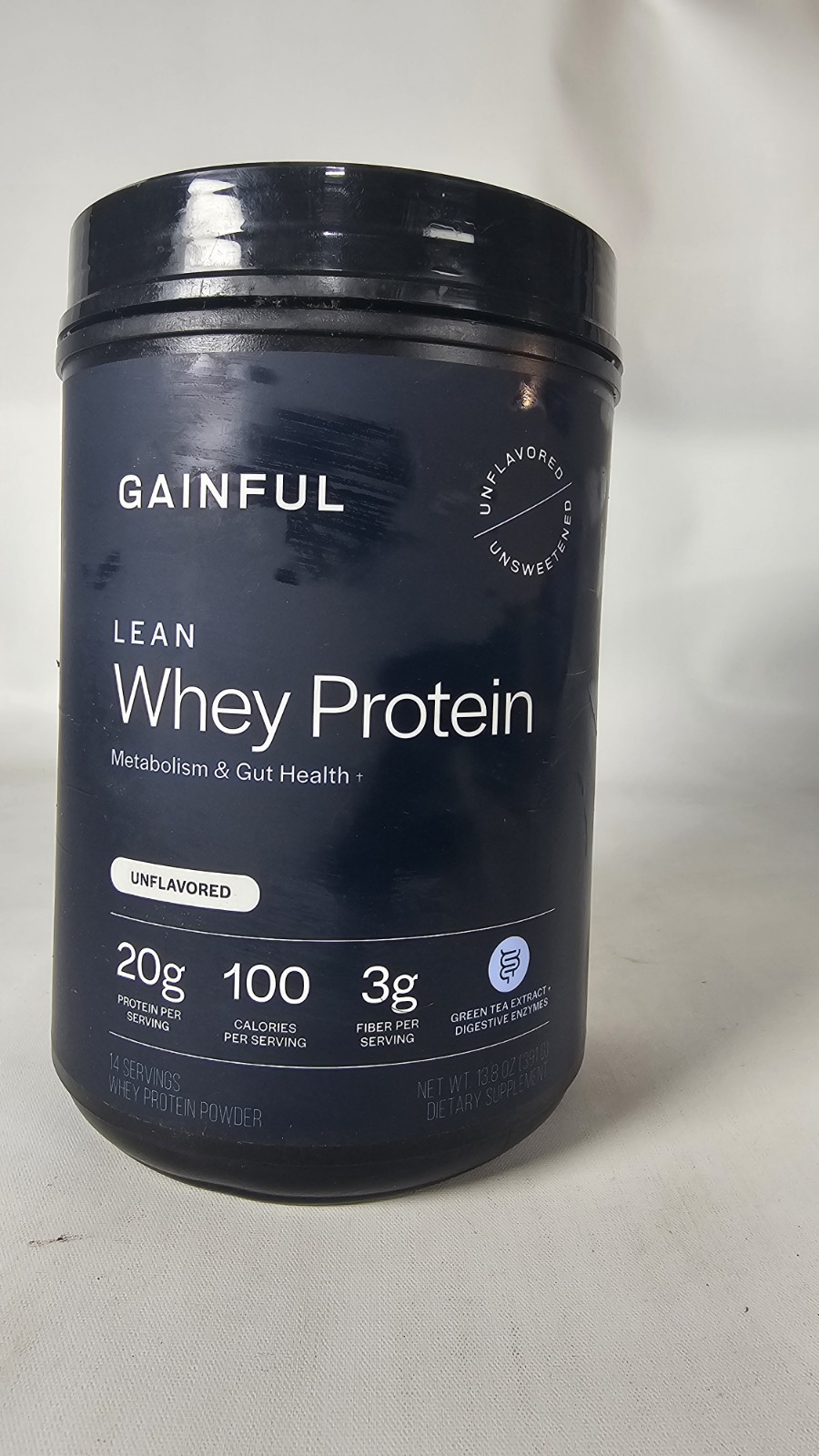 Lean Whey Protein Powder Unflavored Unsweetened 20g Gluten-Free 13.8oz 06/2027