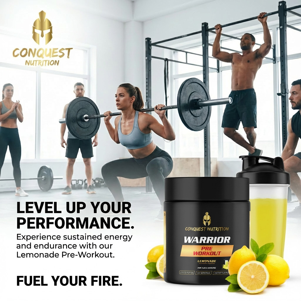 Conquest Warrior Pre Workout Lemonade 30 Servings Energy Endurance Focus Pump