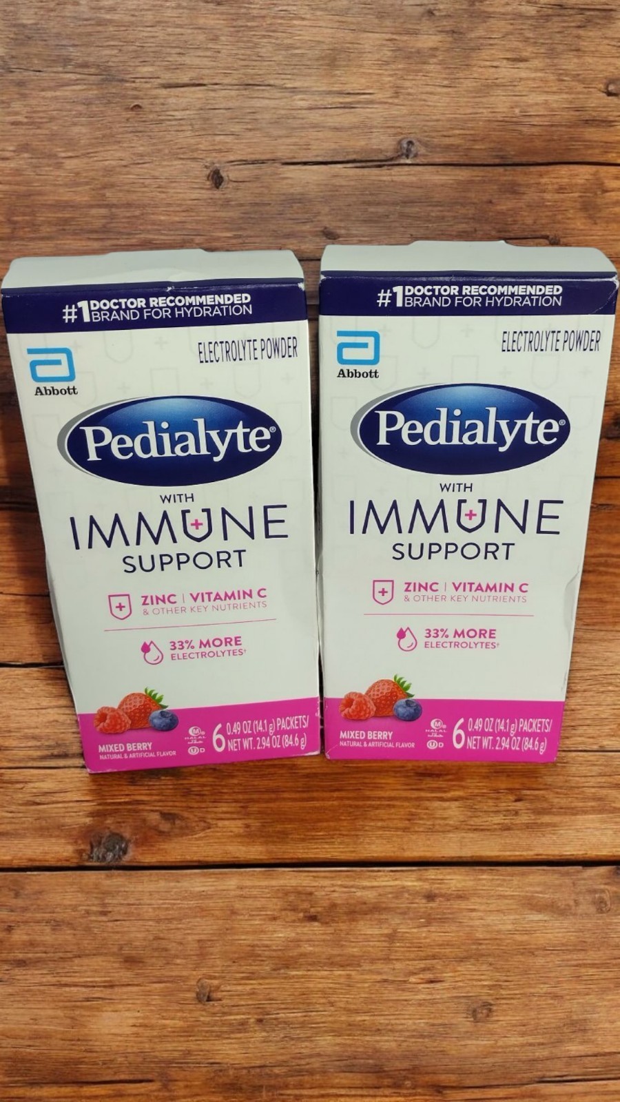 Pedialyte With Immune Support Electrolyte Powder 6 Packets Mixed Berry 2 Boxes
