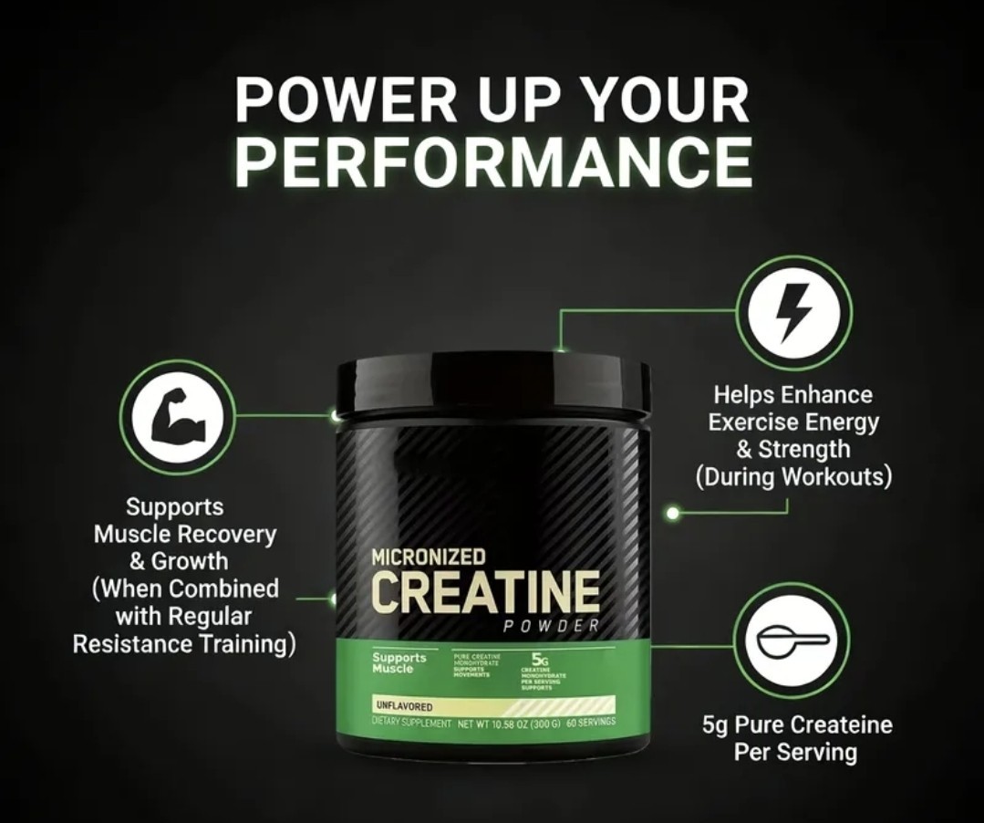 Unflavored Micronized Creatine 300g – Muscle Growth Formula, 60 Servings