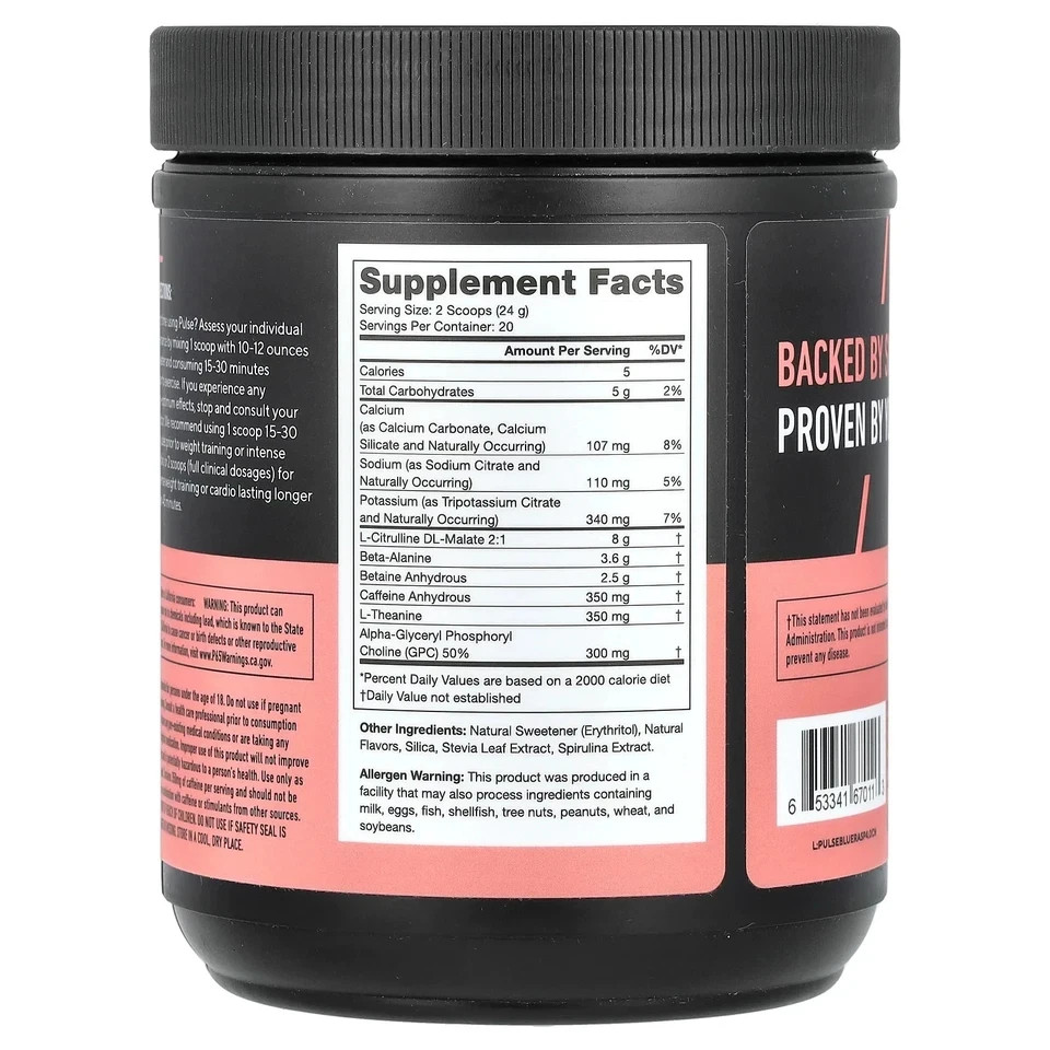 LEGION Pulse® Pre-Workout – Blue Raspberry – 480 g – Pack of 2