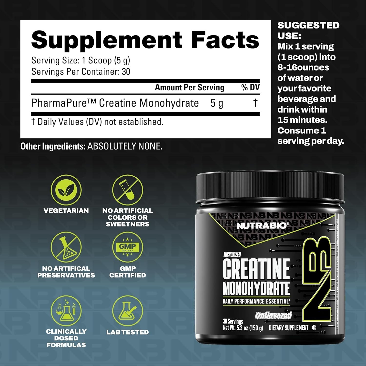 Micronized Creatine Monohydrate Powder 150g Unflavored 30 Servings