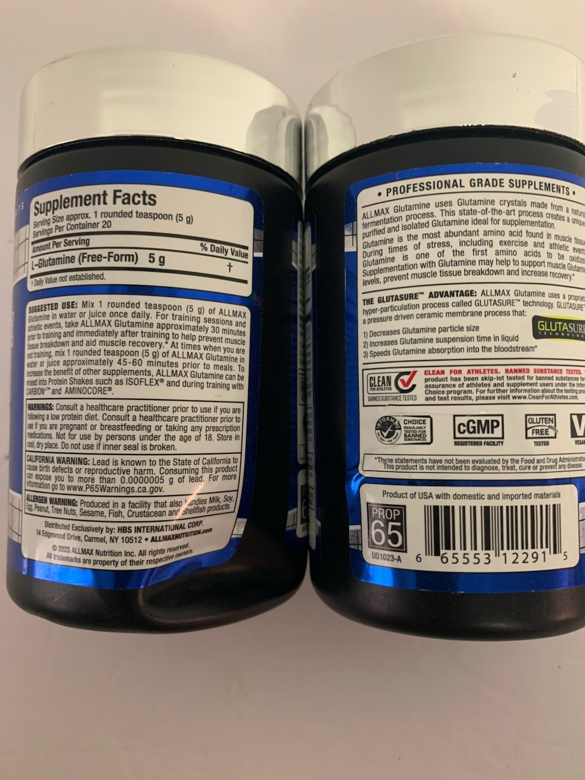 2x Allmax Essentials L-Glutamine, 3.53 oz 100 g Recovery & Immune Function