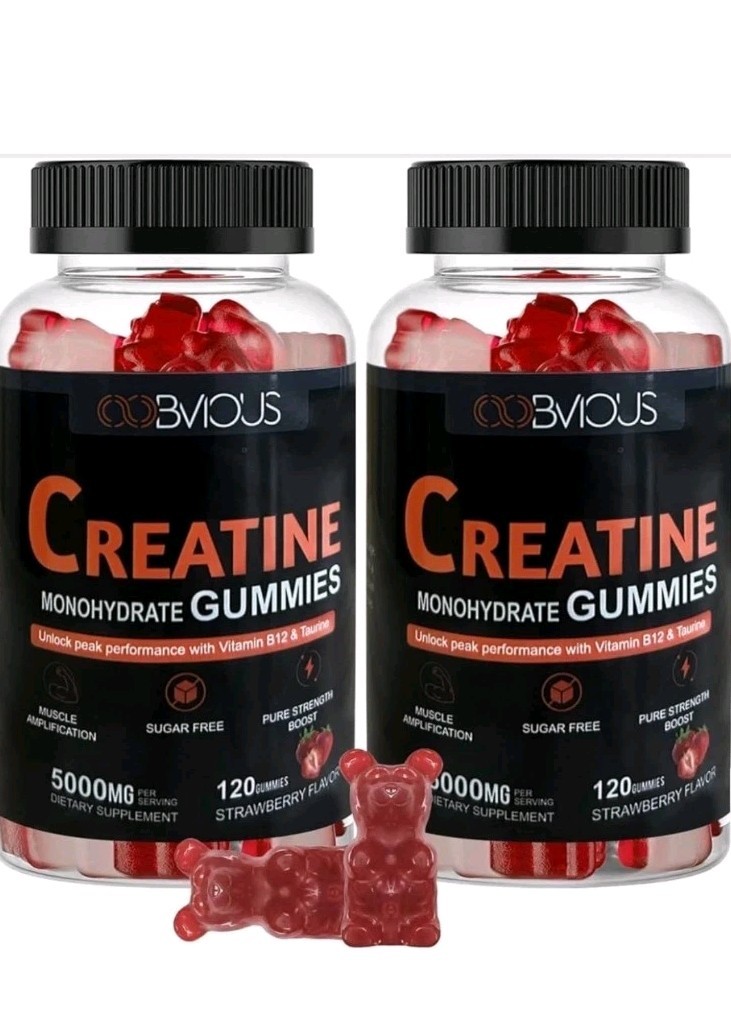 Oobvious Creatine Monohydrate Gummies 5000mg 120 Count Strawberry 2-Pack 5/26