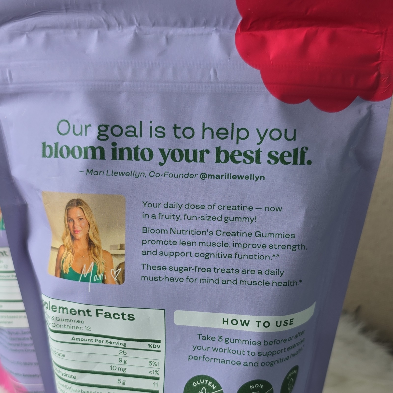 2 PACK Bloom Creatine Gummies Berry Boost Sugar-Free Vegan 36 Gummies