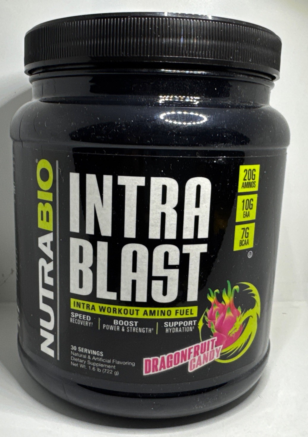 NutraBio Intra Blast Workout Amino Fuel Dragonfruit Candy 722g Exp 01/28-New-US