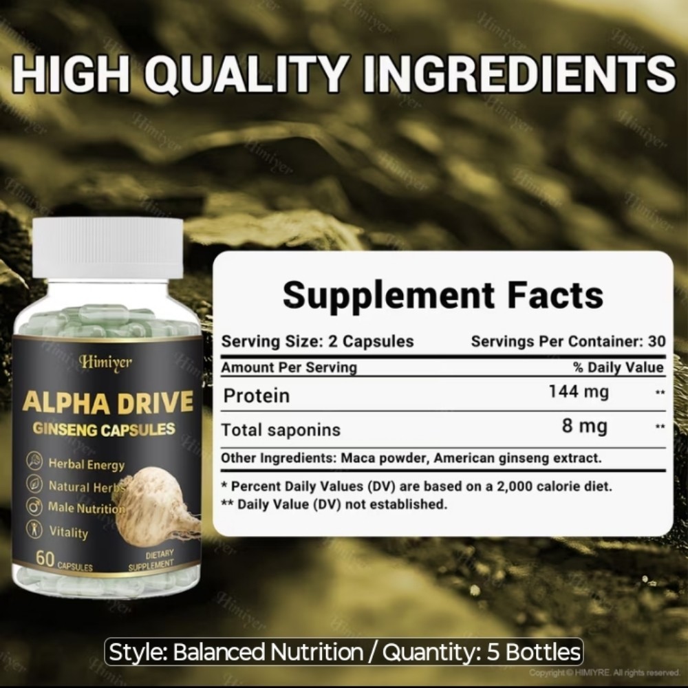 American Ginseng Testosterone Booster Certified Made In USA I Bottle