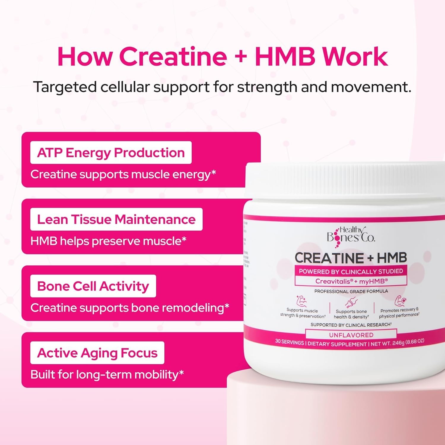 Creatine HMB Powder, 5g Creatine Monohydrate With 3g HMB, Creatvitalis And myHMB