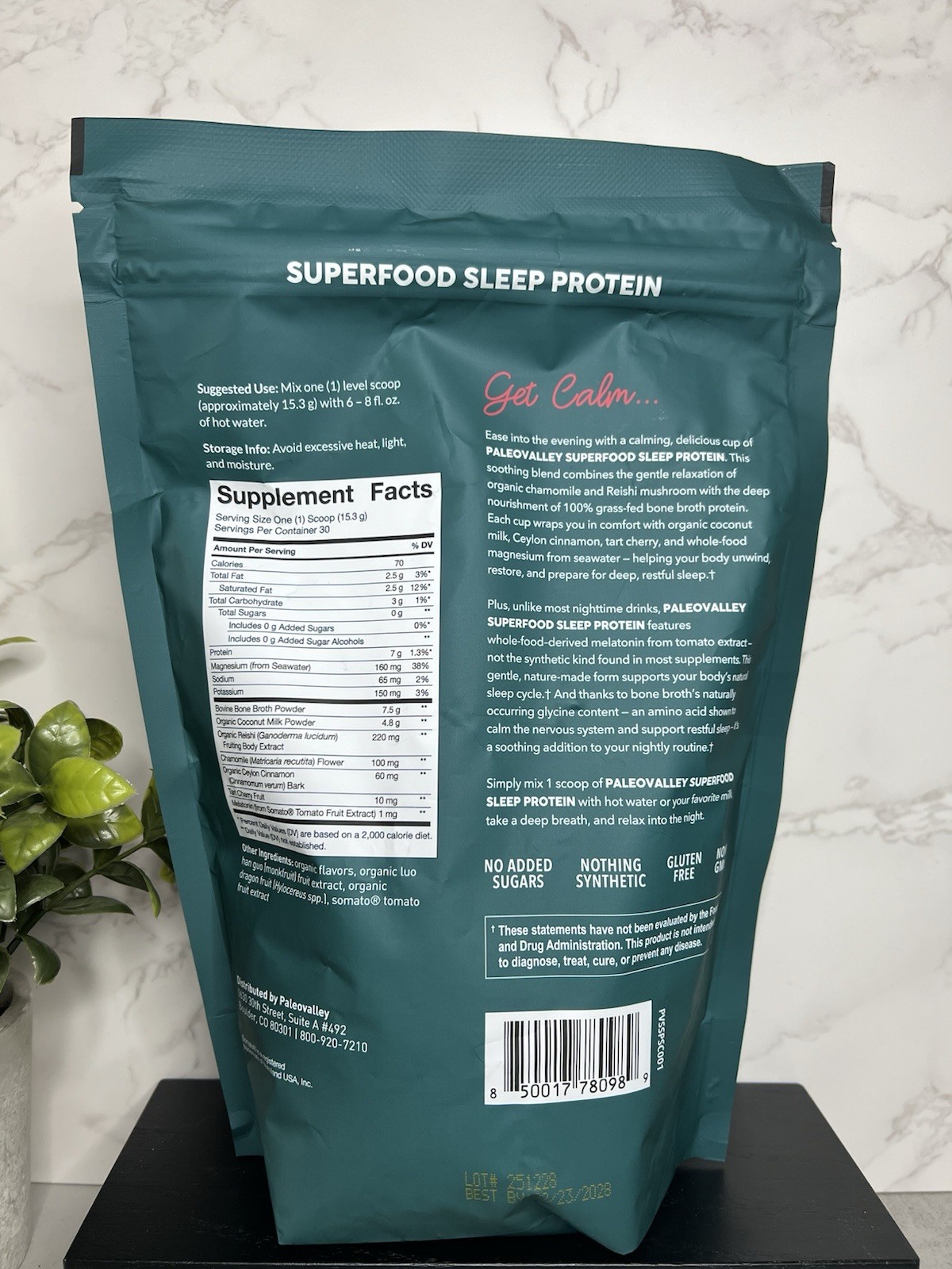 Paleovalley Superfood Sleep Protein Powder Strawberries & Cream 1lb Exp 02/28