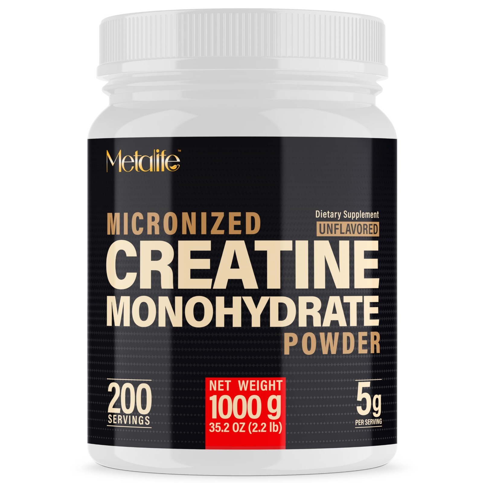 100% Pure Micronized Creatine Monohydrate Powder, 200 Servings, Unflavored, Vega