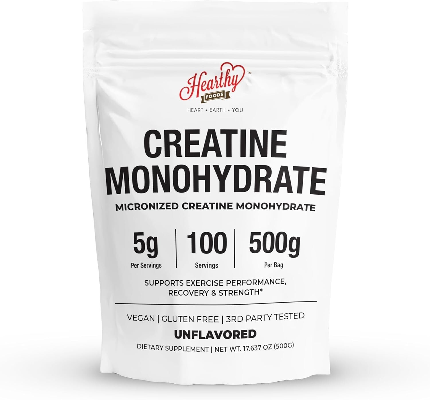 100 Serving Pure Creatine Monohydrate Powder – Unflavored, Gluten-Free & Non-GMO
