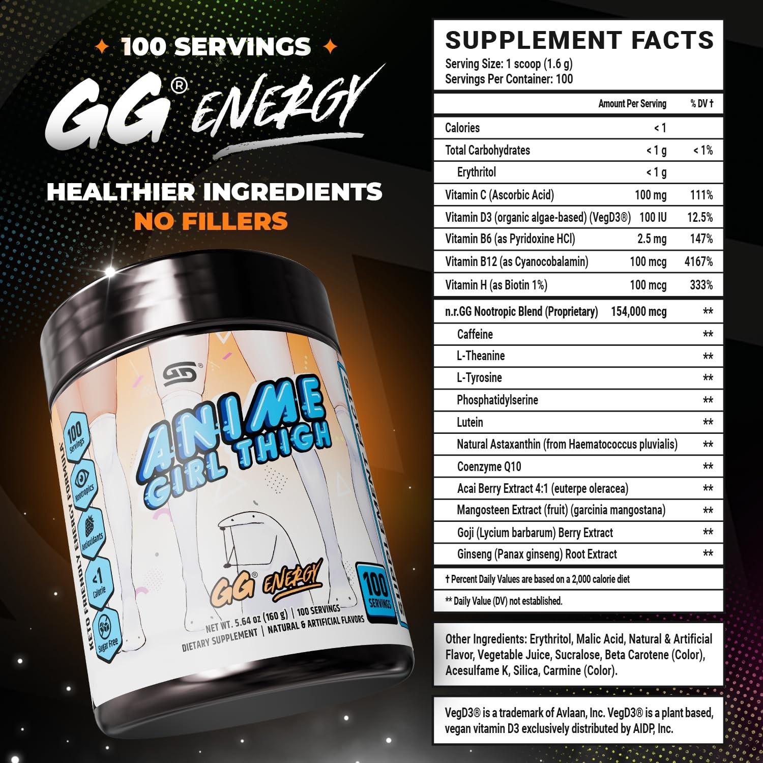 Gamer Supps GG® Energy – Anime Girl Thigh (100 5.64 Ounce (Pack of 1)