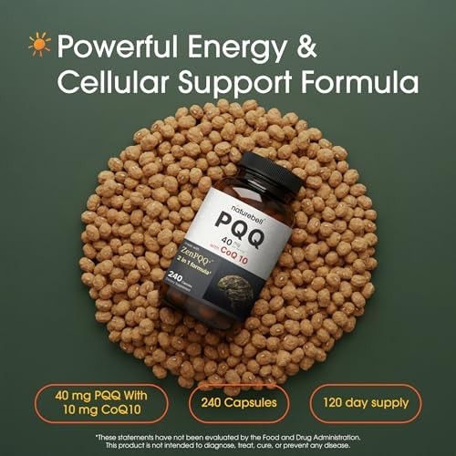 NatureBell PQQ with CoQ10-240 Capsules – 40mg Active PQQ with 10mg Coenzyme Q10