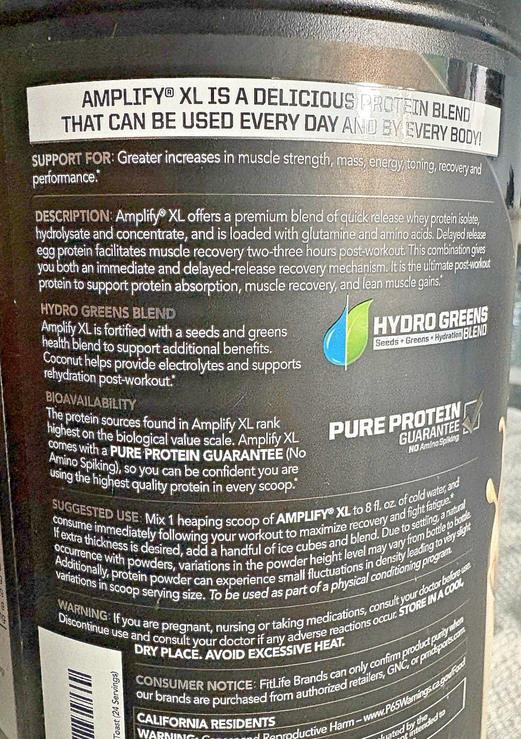PMD AMPLIFY XL PREMIUM PROTEIN 2LBS CINNAMON TOAST 24 SERVINGS