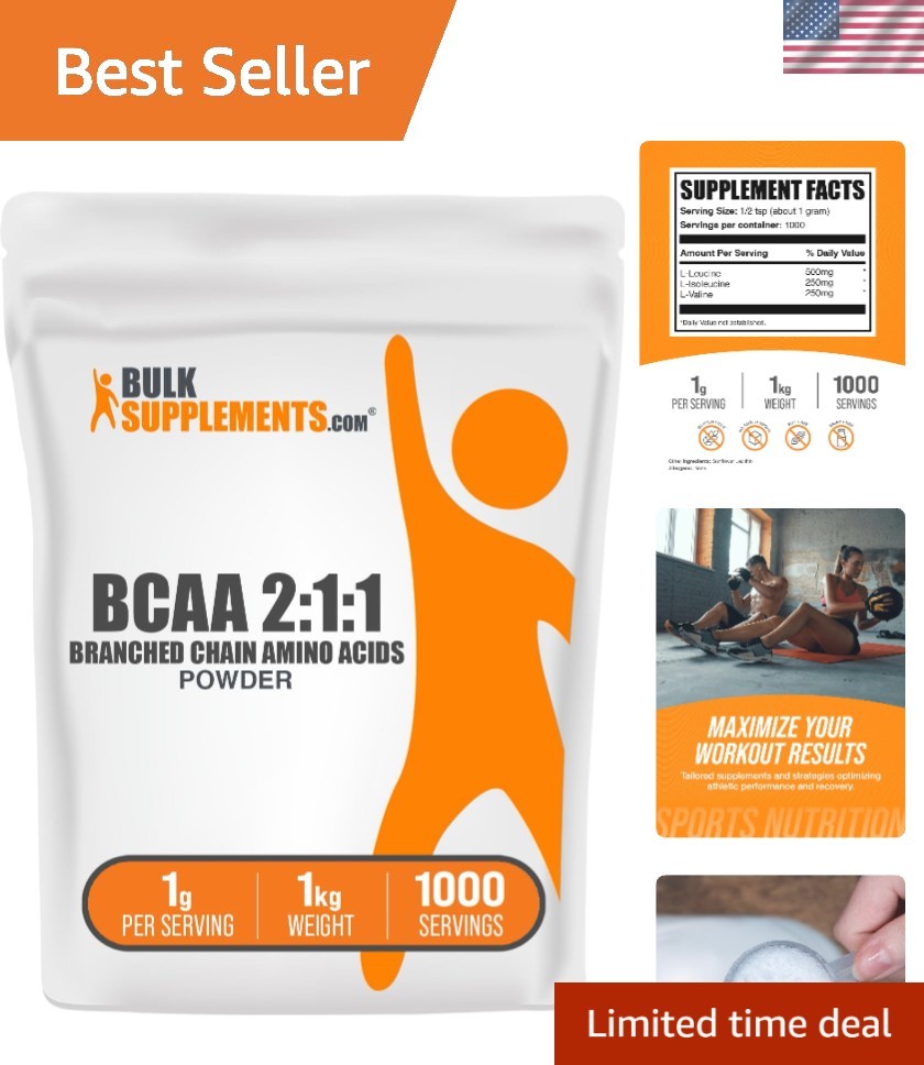 BCAA 2:1:1 Powder – Branched Chain Amino Acids, BCAAs Amino Acids Powder – Un…