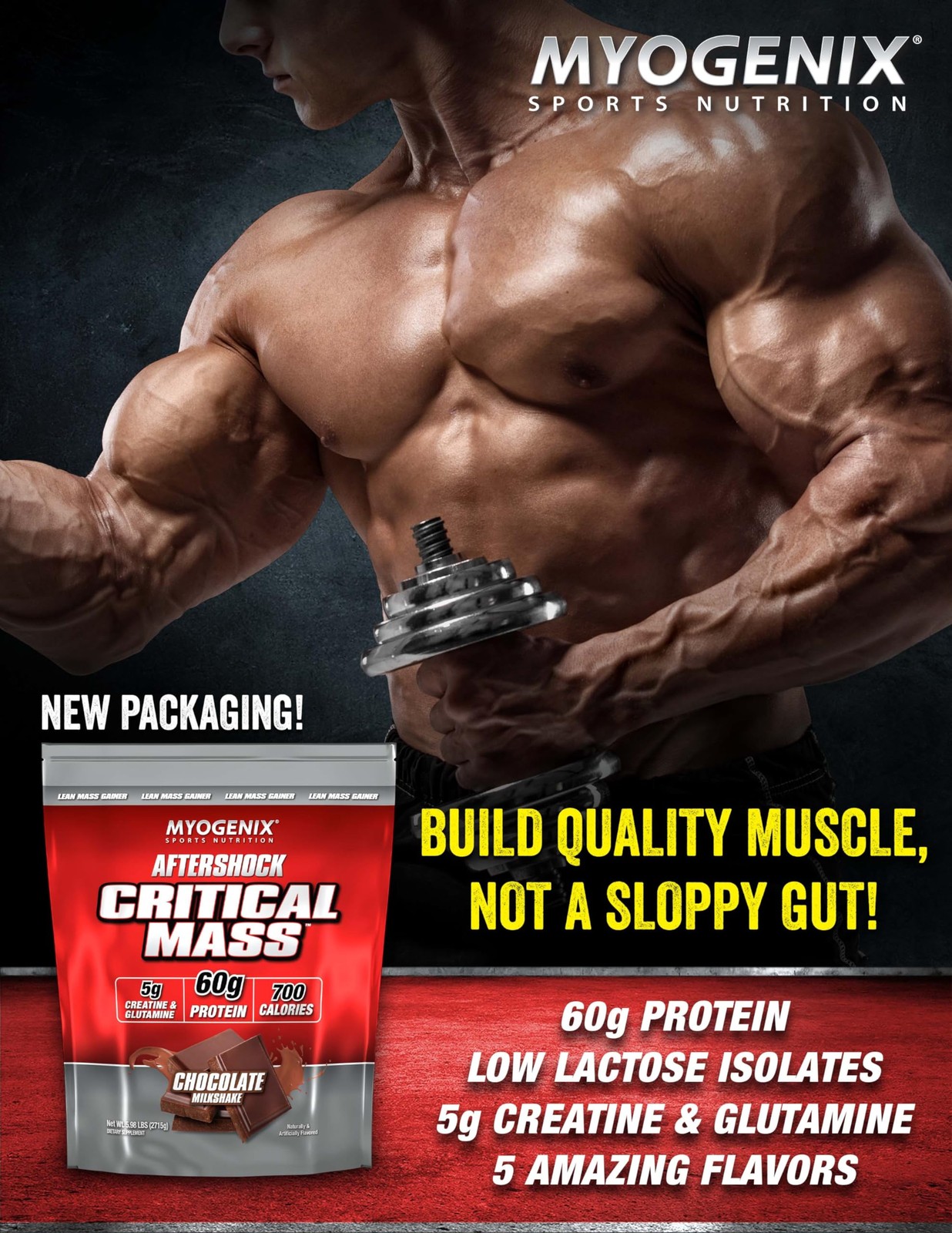 Myogenix Critical Mass Gainer – Muscle Mass Weight Gain Supplement, Zero Lact…