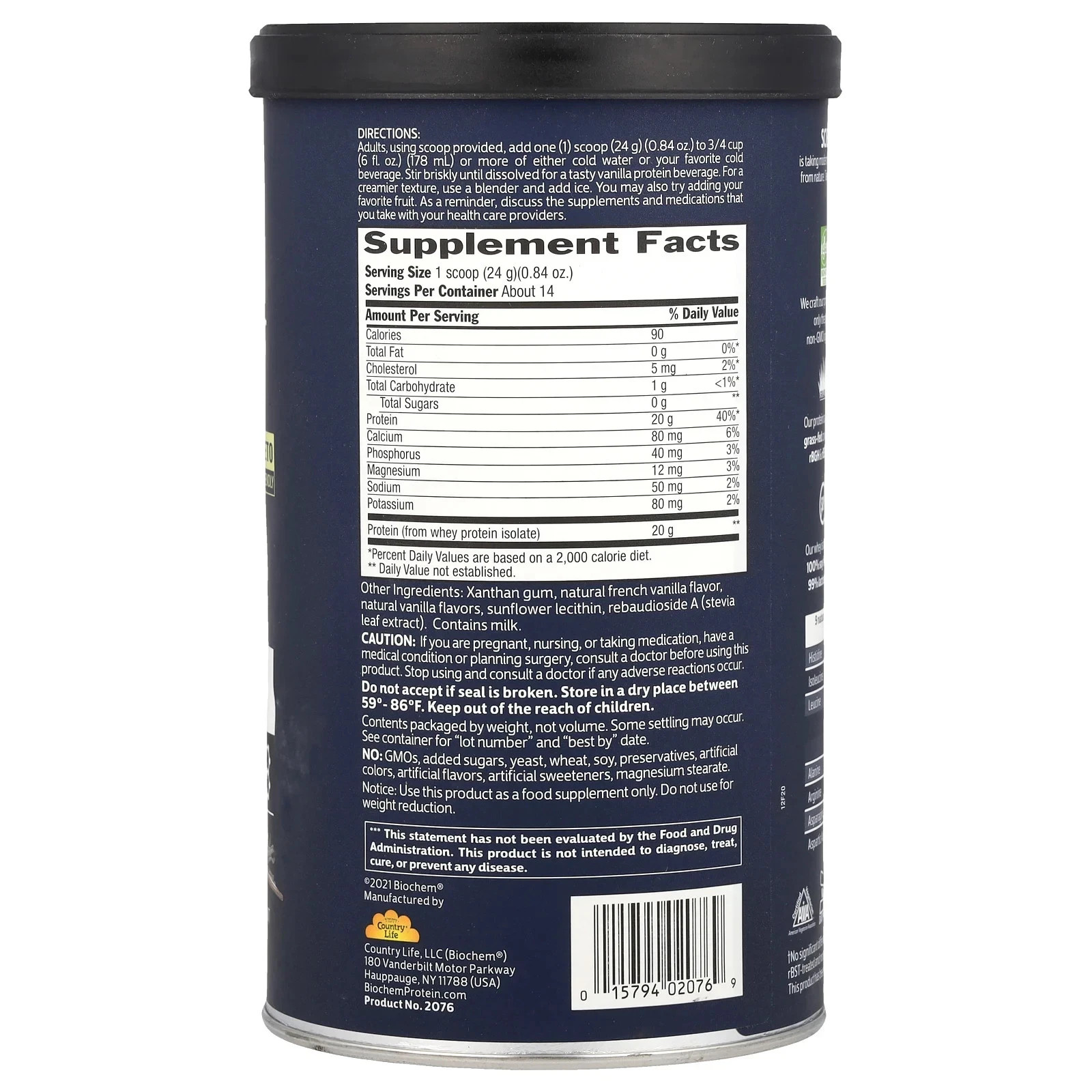 Biochem 100% Whey Isolate Protein Sugar Free Vanilla 336 g/11.8 oz Each (Pack 3)