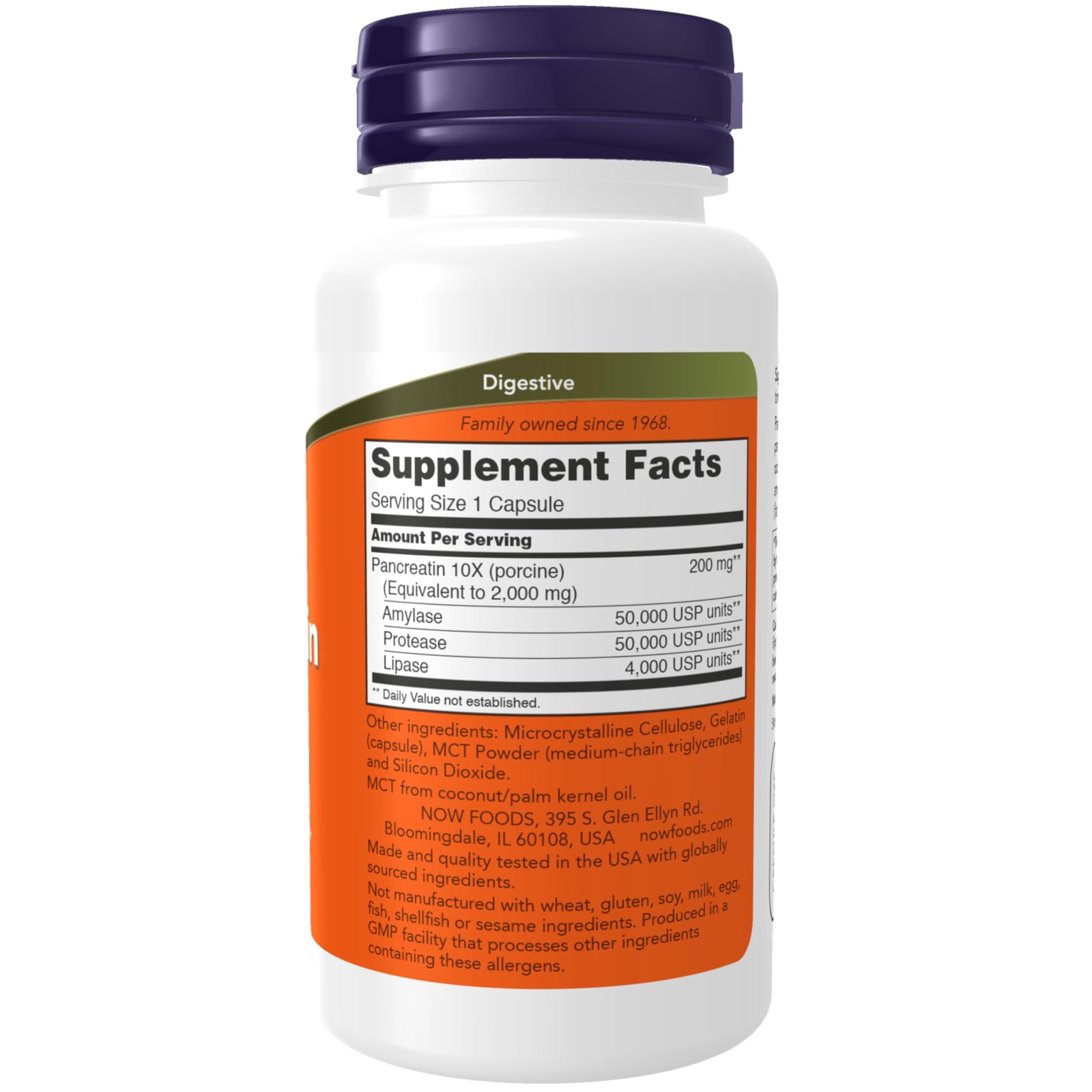 NOW Supplements, Pancreatin 10X 200 100 Count (Pack of 1), Beige W/Speckles
