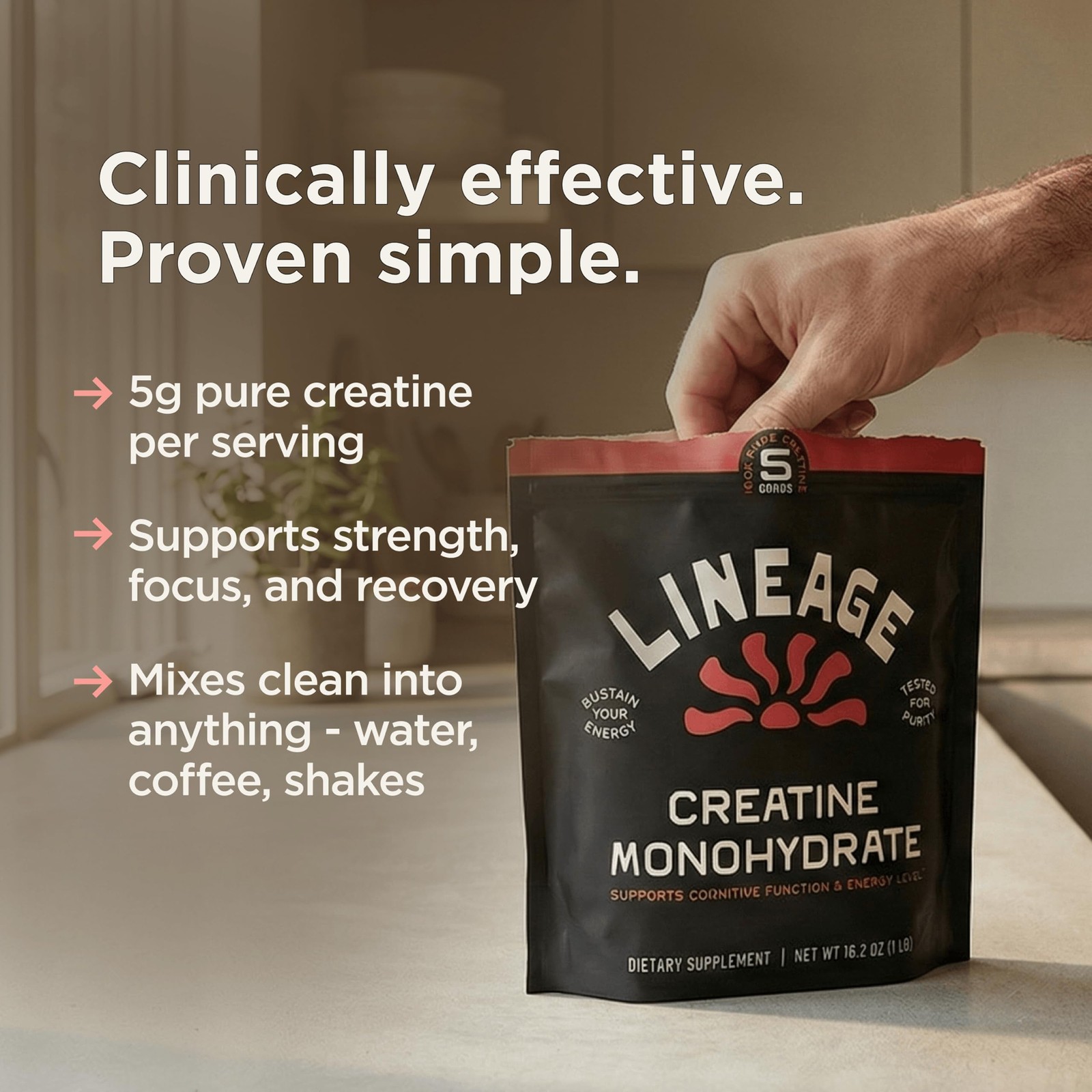 Lineage Provisions Micronized Creatine Monohydrate with Sea Salt – 1-Pack