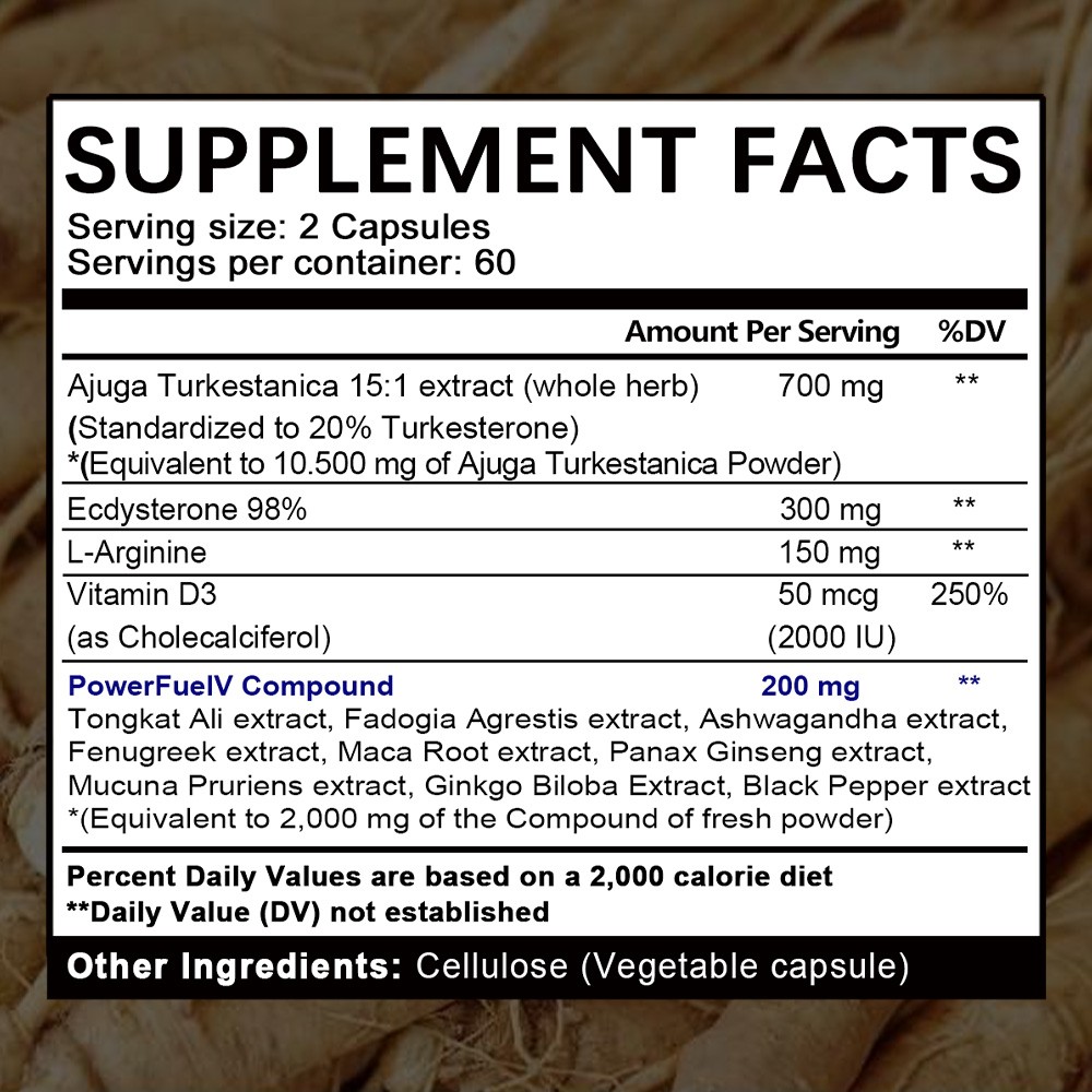5 X Turkesterone 98% Ecdysterone- Supports Energy And Performance, Muscle Health