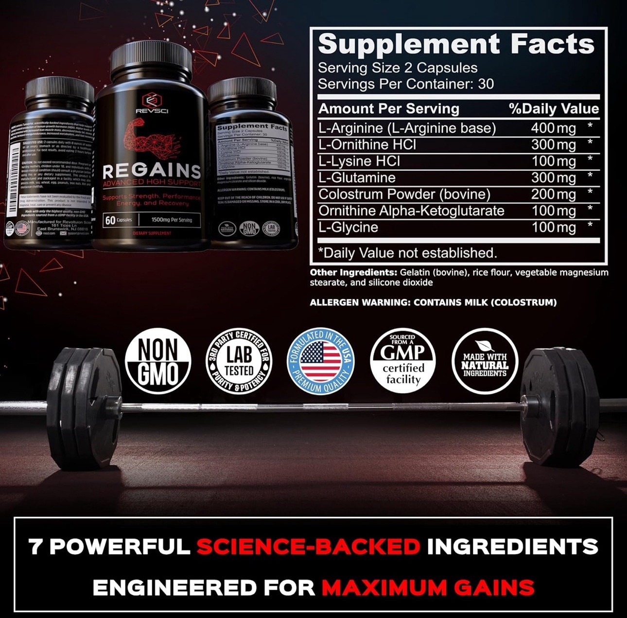 Regains HGH Supplement – Natural GH Booster for Men & Women | Energy & Recovery