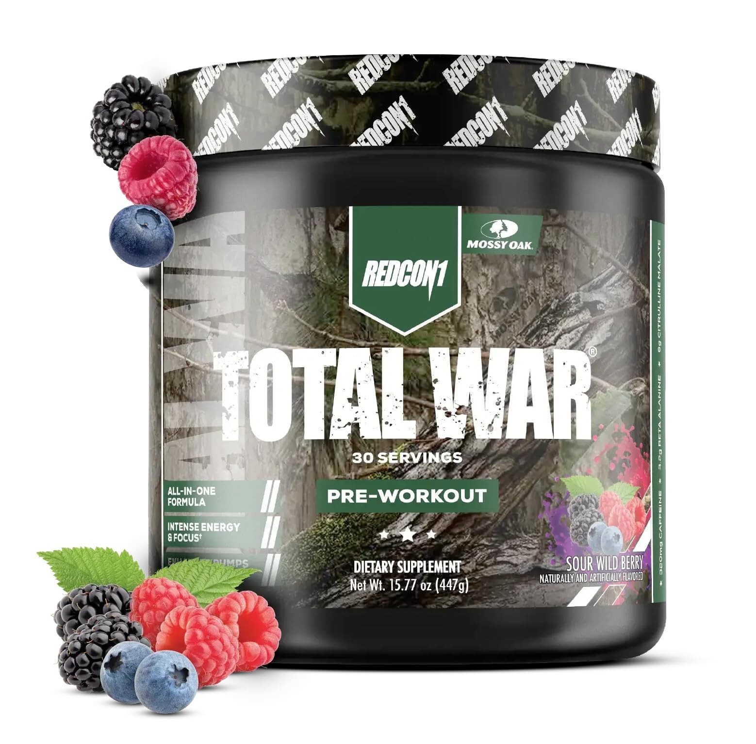 Redcon1 Total War Preworkout 30 Serving Powder Redcon Sour Wild Berry