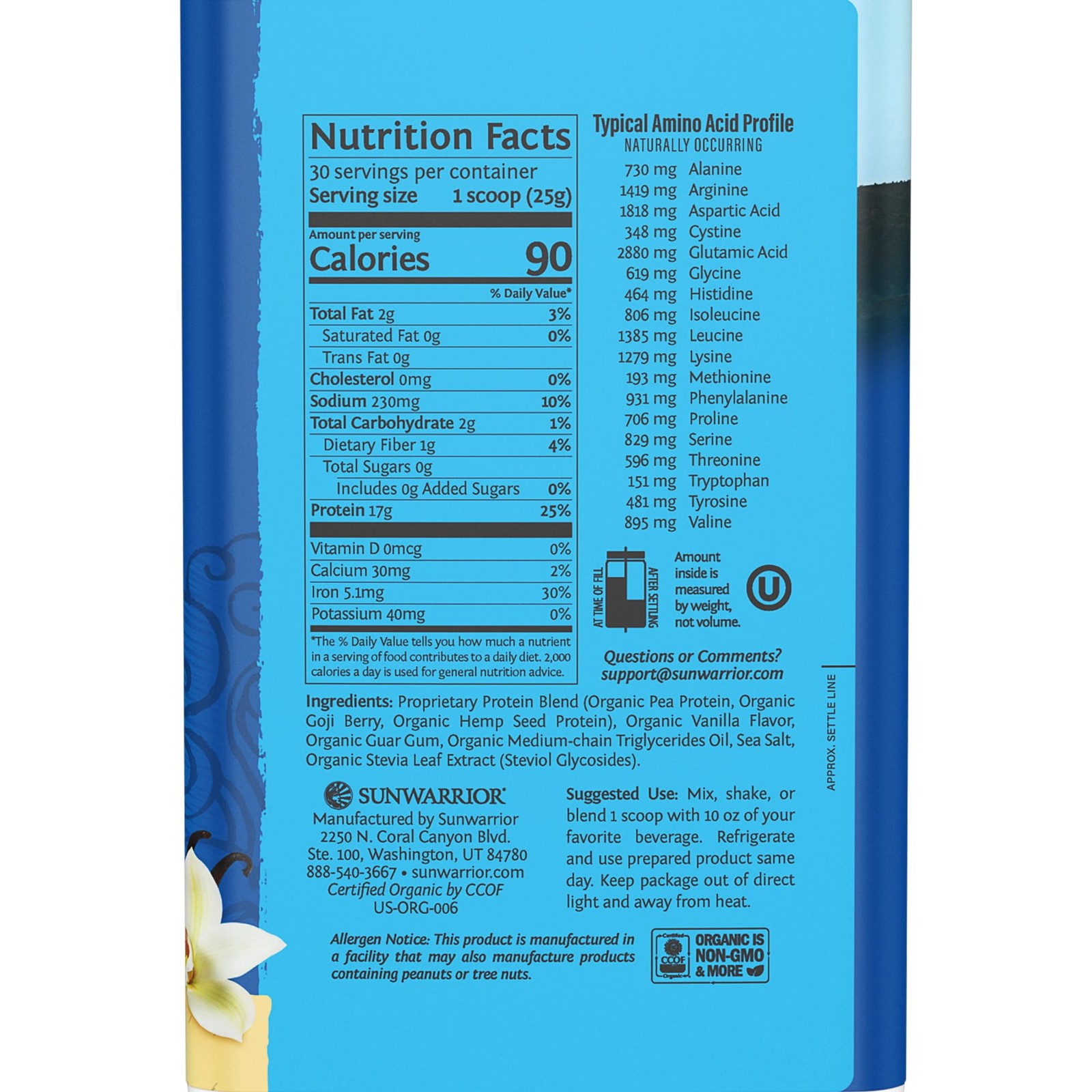 pack of 3 Sunwarrior Vegan Protein Powder Organic Plant-Based Protein | BCAA