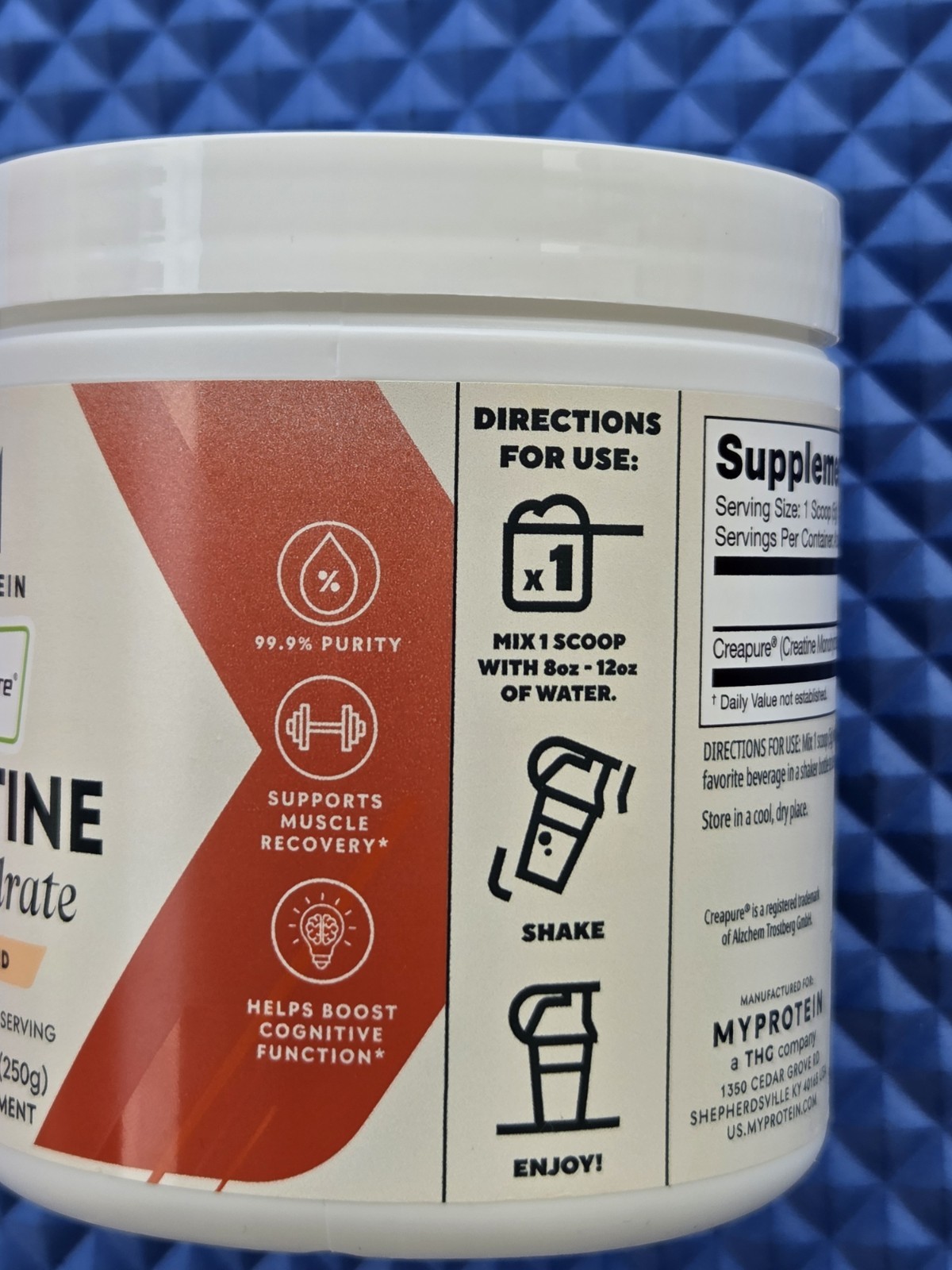 Myprotein Creapure Creatine Monohydrate Powder Pure Unflavored 50 Servings 250g