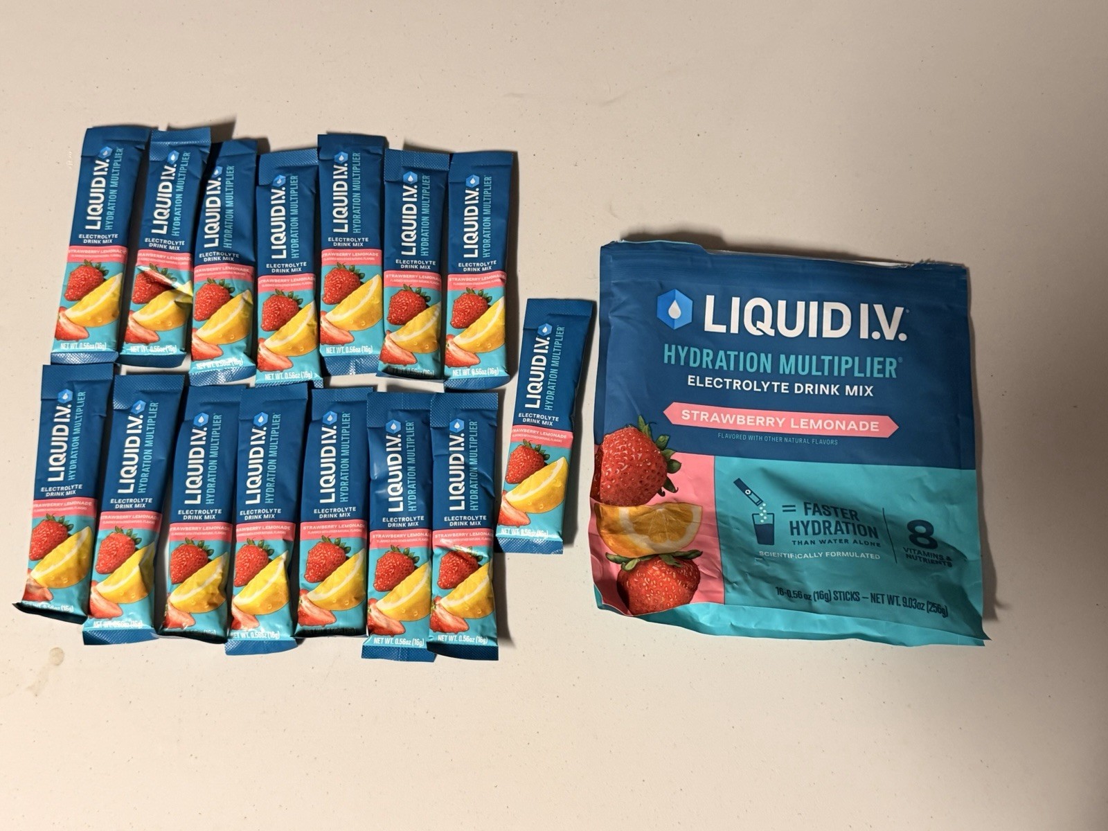 LIQUID I.V. Hydration Multiplier STRAWBERRY LEMONADE 15 Sticks Drink Mix