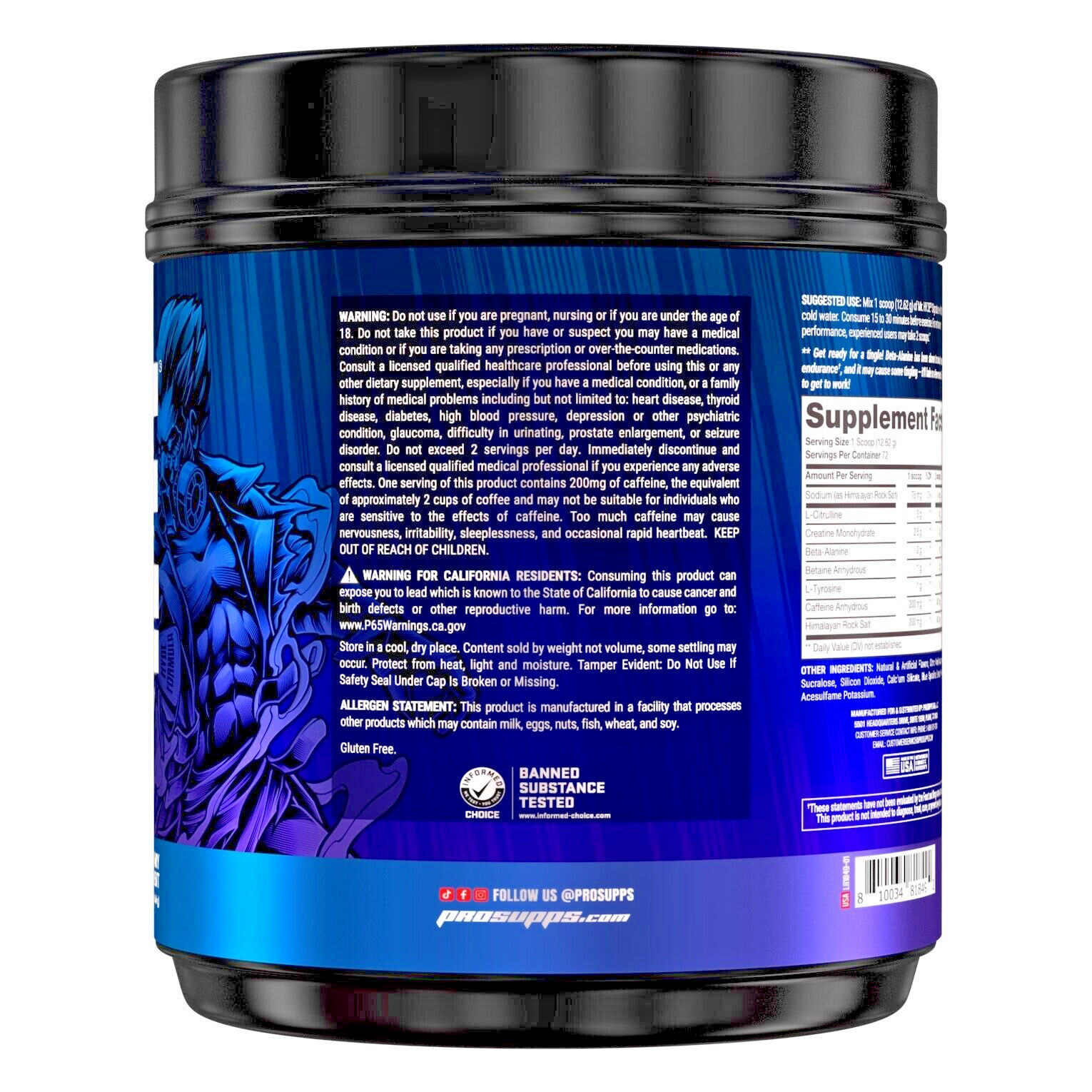 PROSUPPS MR HYDE PRE WORKOUT USA PRE WORK PRO SUPPS SIGNATURE CREATINE 72 SERV ~