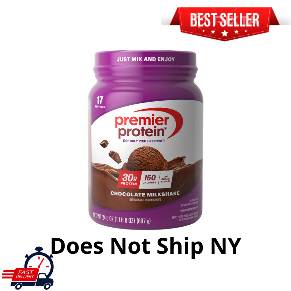 Premier Protein 100% Whey Powder, Chocolate Milkshake,30g Protein, 24.5oz, 1.5lb