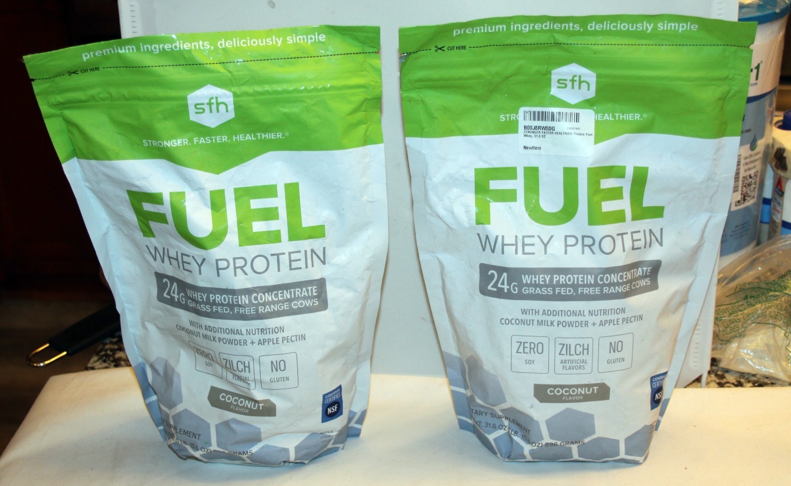 2 bags SFH Fuel Whey Protein Powder, MCTs & Fiber, All Natural, Coconut, 2 LB