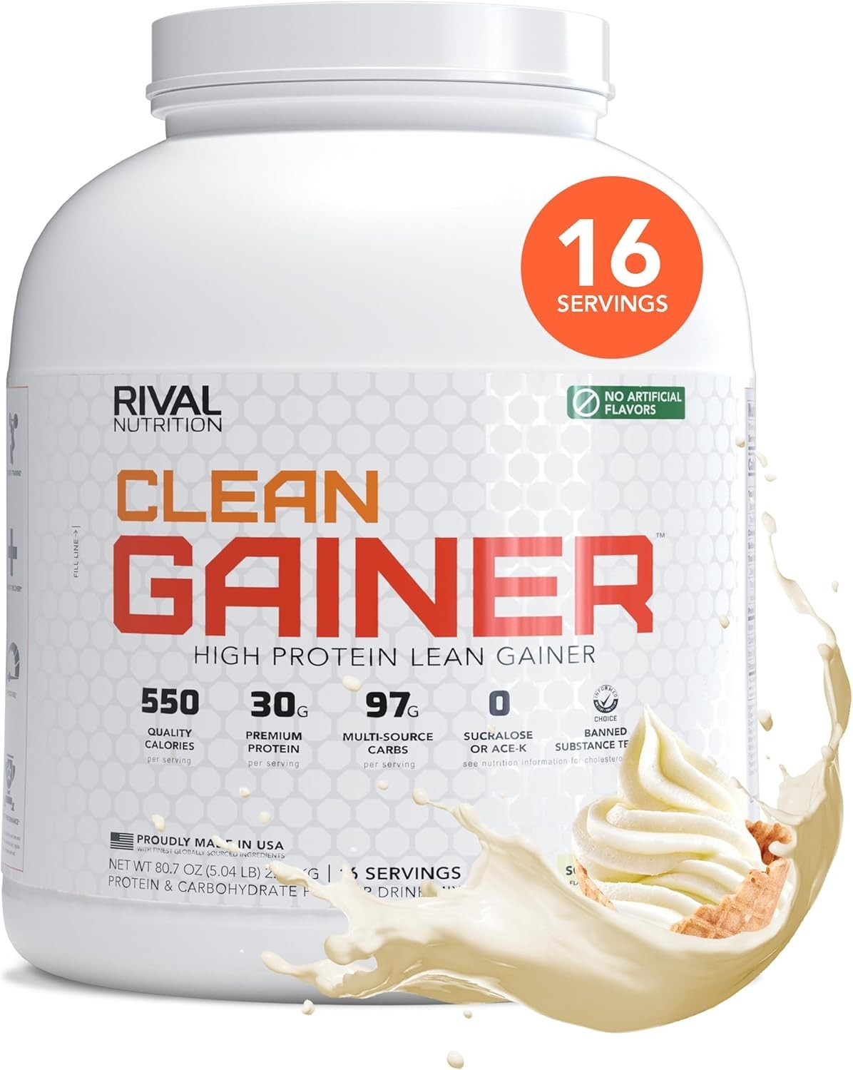 Clean Gainer Soft Serve Vanilla Protein Powder – 30g Protein & 550 Calories