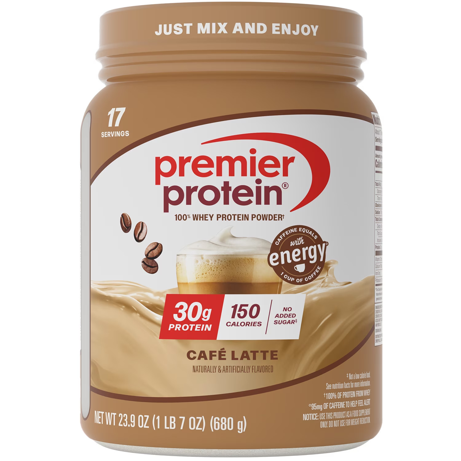 2 pack Premier Protein 100% Whey Protein Powder Café Latte, 30g Protein, 23.9 oz