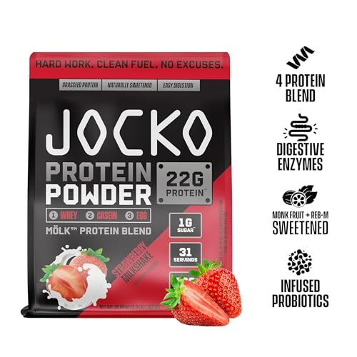 Jocko Fuel Mölk Whey Protein Powder 22g Low Sugar Monk Fruit Blend – Muscle R…