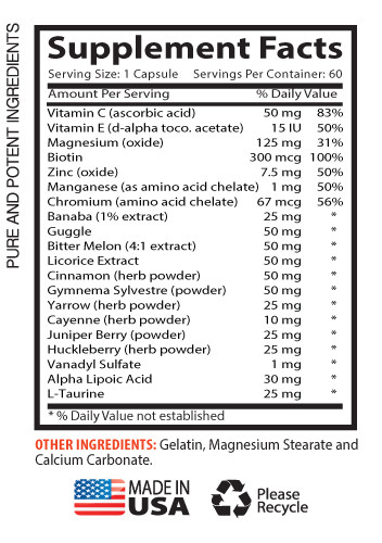Vitamin Health – BLOOD SUGAR SUPPORT – Vitamin C – Cardio Health – 1B 60Ct