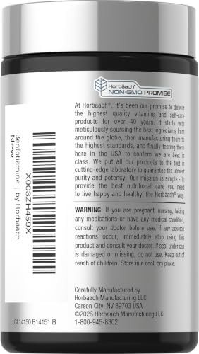Horbaach Benfotiamine 300mg | 60 Capsules | Vitamin B1 Thiamine | Non-GMO & Glut