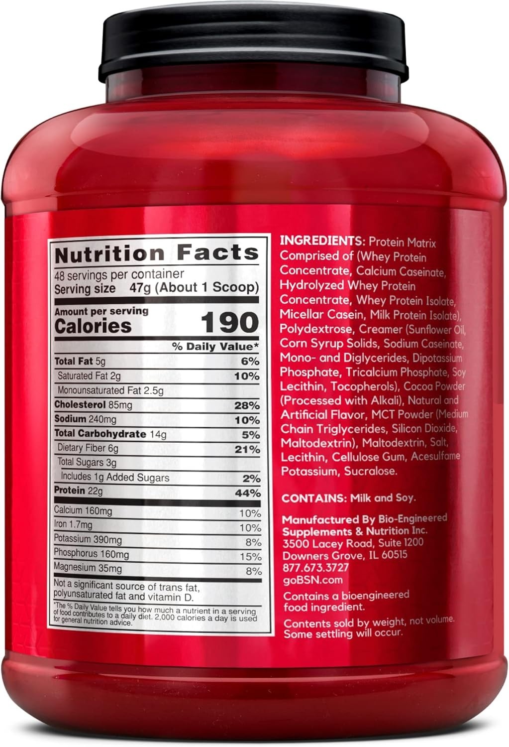 Whey Protein Powder – Casein & Milk Isolate, Chocolate, 48 Servings