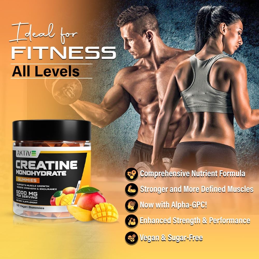 Creatine Monohydrate Gummies, 5000mg of Creatine Per Serving with Alpha-GPC &…