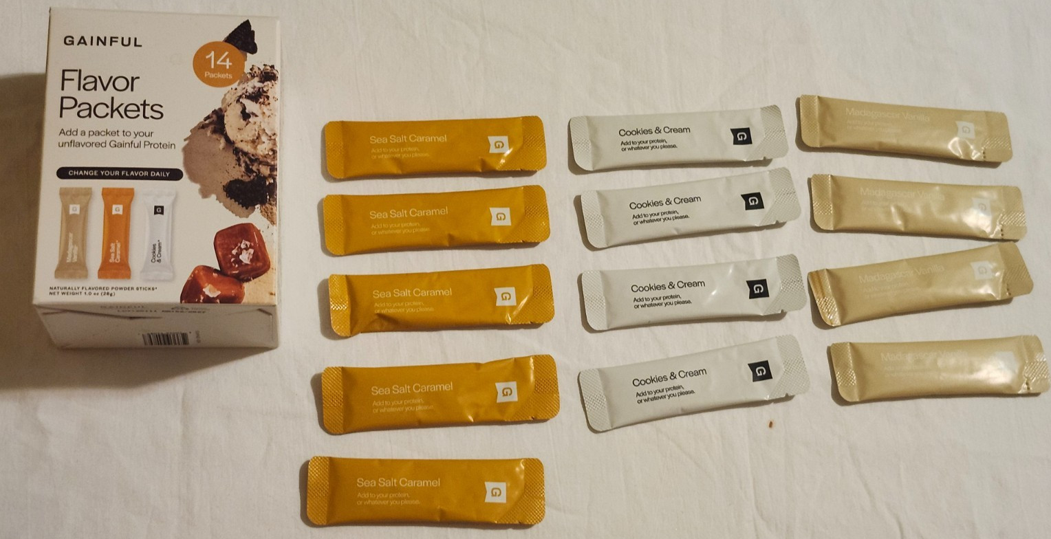 Gainful Protein Flavor Packets-13 Count-Cookies & Cream/Sea Salt Caramel/Vanilla