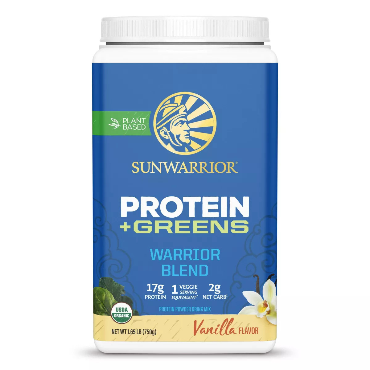 Organic Vegan Protein Powder with Greens, Warrior Blend, Vanilla, 30 Servings