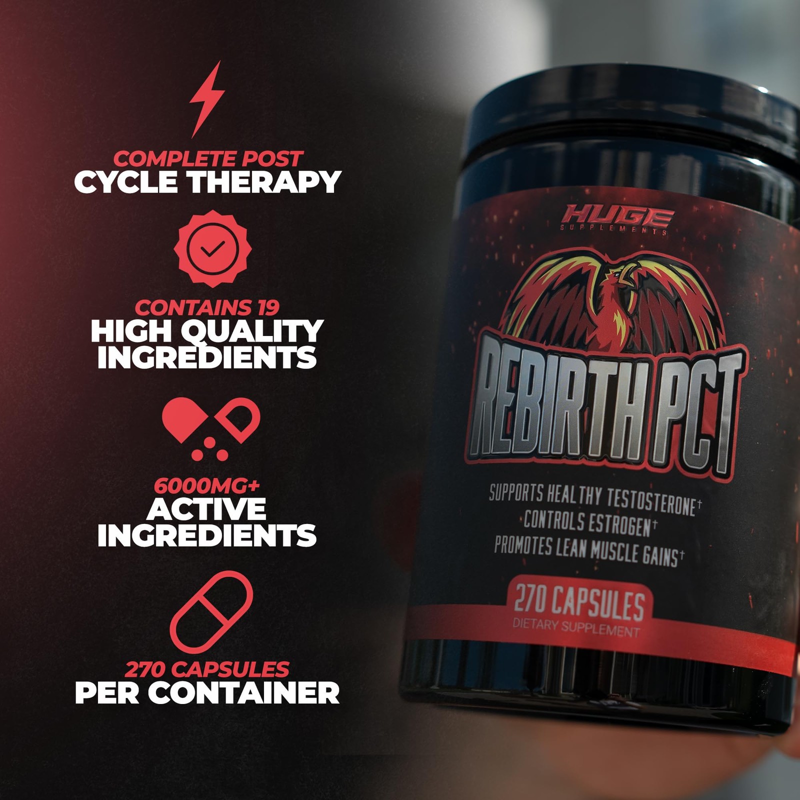 Rebirth PCT Supplement for Men, Most Stacked & Complete Post Cycle Therapy Fo…