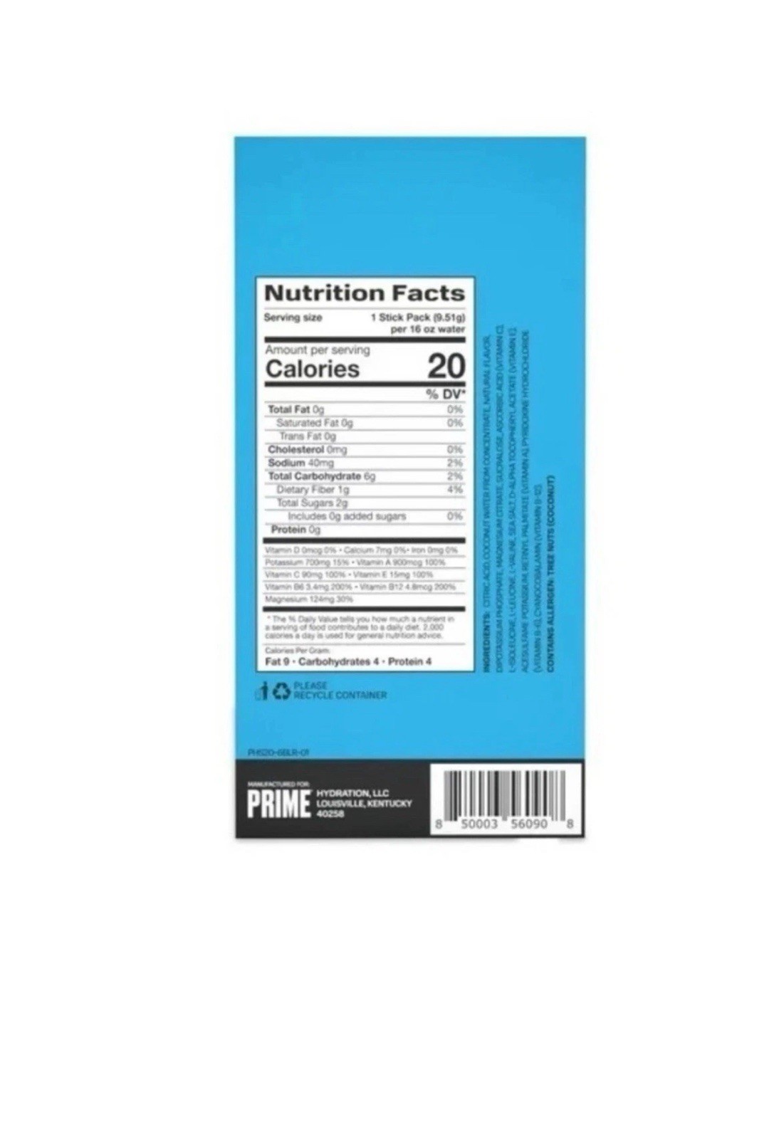 Prime Hydration + Sticks Blue Raspberry 72 Sticks Total Lot of 12 check BB!