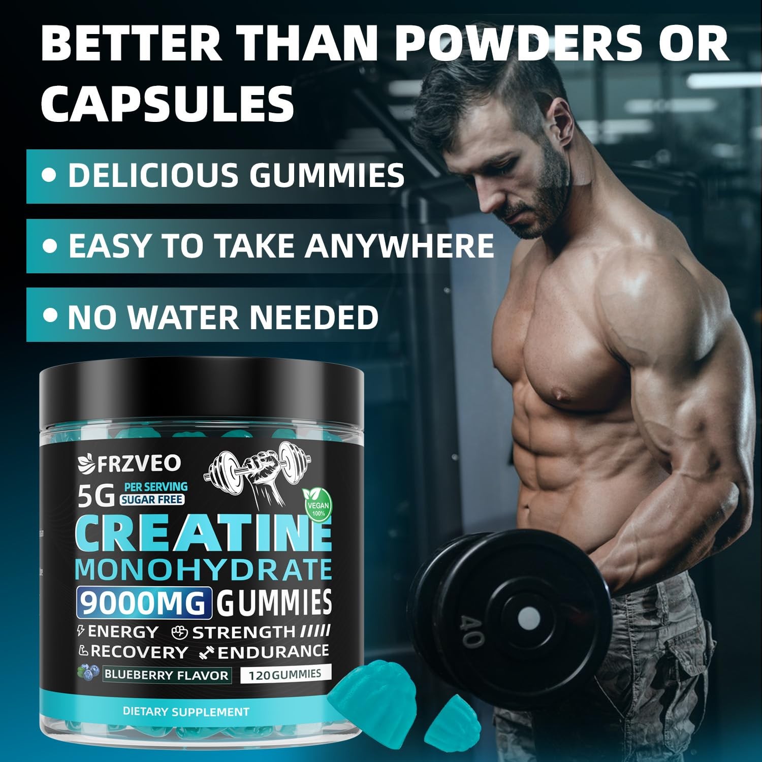 Creatine Monohydrate Gummies 9000mg for Men & Women, Potent Creatine Suppleme…